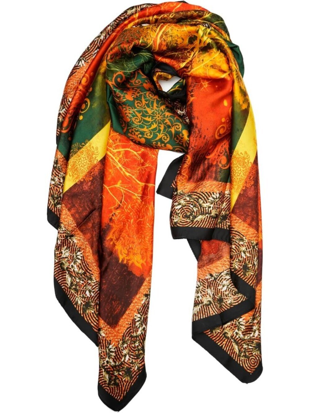 Women's Orange Teal Long Skinny Silky Lightweight Sunscreen Shawls Wraps